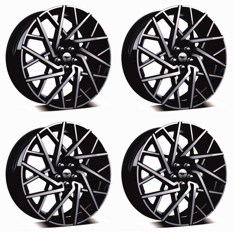 Ford Mustang Mach-E Wheel Kit - Ford Racing - Machined-Face Aluminum with High-Gloss Ebony Black-Painted Pockets - Machined Black Face - `21-`22 Ford Mustang Mach-E Wheel Kit - Ford Racing - Machined-Face Aluminum with High-Gloss Ebony Black-Painted Pockets - Machined Black Face - `21-`22